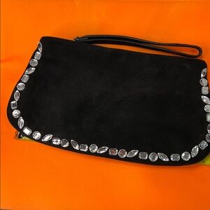 Donald J. Pliner Black Clutch with Silver Accents